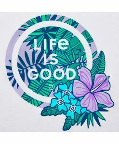 Wholesale 🌟 Life Is Good® Cloud White Cationic Active Tropical Hibiscus Crewneck Tee - 👩 Women ⭐ -Life Is Good®-shop zu107090160 alt 3 tm1658251437