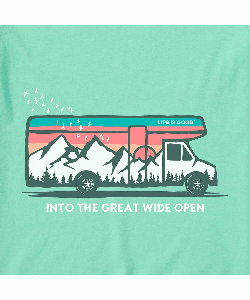 Promo 👍 Life Is Good® Spearmint Green 'Great Wide Open' Crusher-Lite Crewneck Tee - 👩 Women ⭐ 2 Promo 👍 Life Is Good® Spearmint Green 'Great Wide Open' Crusher-Lite Crewneck Tee - 👩 Women ⭐ - Image 2