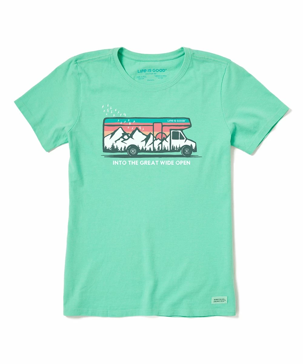 Promo 👍 Life Is Good® Spearmint Green 'Great Wide Open' Crusher-Lite Crewneck Tee - 👩 Women ⭐ 1 Promo 👍 Life Is Good® Spearmint Green 'Great Wide Open' Crusher-Lite Crewneck Tee - 👩 Women ⭐