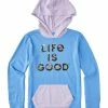 Best Sale 😀 Life Is Good® Cornflower Blue Crusher Stack Flower Hoodie - Kids 👍