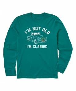Cheap ❤️ Life Is Good® Spruce Green 'I'm Not Old' Classic Wreath Crusher Long-Sleeve Tee - Men 🔥