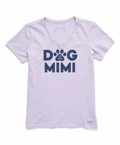 Budget ✔️ Life Is Good® Lilac Purple 'Dog Mimi' Crusher V-Neck Tee - Plus 🥰