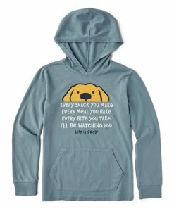 Best deal ❤️ Life Is Good® Smoky Blue Crusher 'I'll Be ⌚ Watching' Hoodie - Kids 🔔