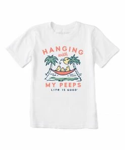 Best reviews of 👏 Life Is Good® Cloud White 'Hanging With My Peeps' Crusher Crewneck Tee - Kids 🛒