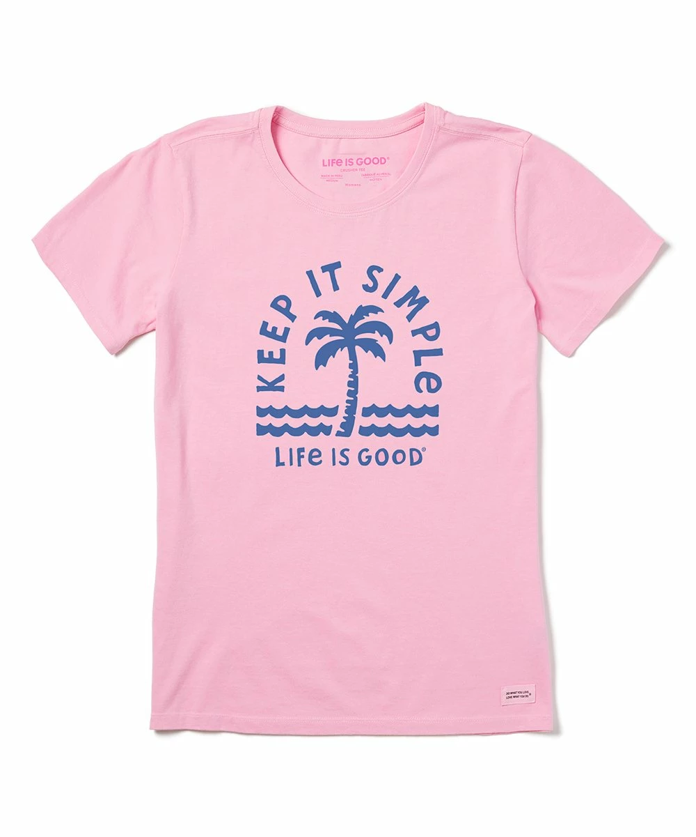 Deals ⌛ Life Is Good® Happy Pink 'Keep It Simple' Crusher-Lite Crewneck Tee - 👩 Women & Plus 🔥 1 Deals ⌛ Life Is Good® Happy Pink 'Keep It Simple' Crusher-Lite Crewneck Tee - 👩 Women & Plus 🔥
