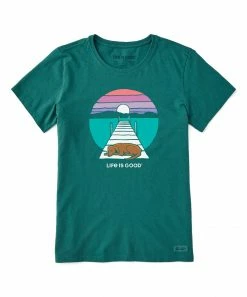 Best reviews of 😍 Life Is Good® Spruce Green 'Life Is Good' Dock 🐕 Dog Crusher-Lite Crewneck Tee - 👩 Women & Plus 👍