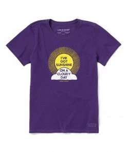 Best Sale 🥰 Life Is Good® Deep Purple 'I've Got Sunshine' Crusher-Lite Crewneck Tee - 👩 Women & Plus 🤩