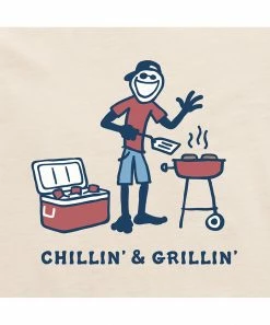 Budget ⭐ Life Is Good® Putty White 'Chillin' & Grillin' Crusher Crewneck Tee - Men 🛒 -Life Is Good®-shop zu107090720 alt 1 tm1658253129