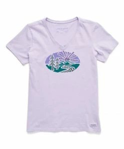 Coupon ⌛ Life Is Good® Lilac Purple 'Life Is Good' Landscape Crusher-Lite Crewneck Tee - Plus 🛒