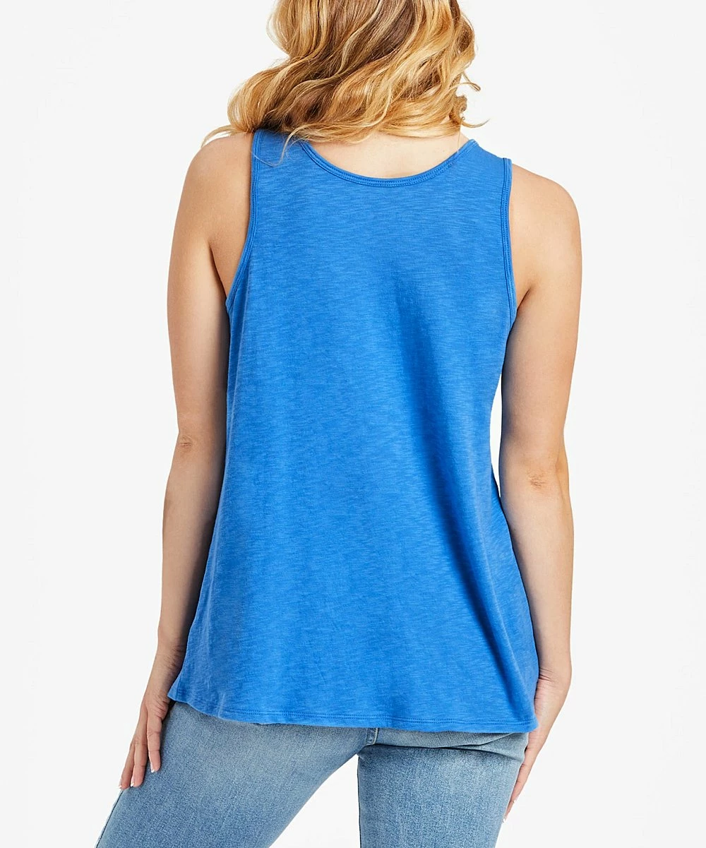 Best Pirce 🤩 Life Is Good® Royal Blue Textured 'Happiness Wave' Tank - 👩 Women & Plus 🥰 2 Best Pirce 🤩 Life Is Good® Royal Blue Textured 'Happiness Wave' Tank - 👩 Women & Plus 🥰 - Image 2