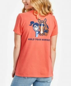 Best deal 😍 Life Is Good® Mango Orange 'Hold Your Horses' Crusher Crewneck Tee - 👩 Women 🔔