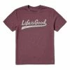 Brand new 😀 Life Is Good® Mahogany Brown 'Life Is Good' Ball Yard Crusher-Lite Crewneck Tee - Men 🧨