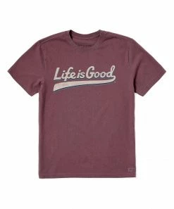 Brand new 😀 Life Is Good® Mahogany Brown 'Life Is Good' Ball Yard Crusher-Lite Crewneck Tee - Men 🧨