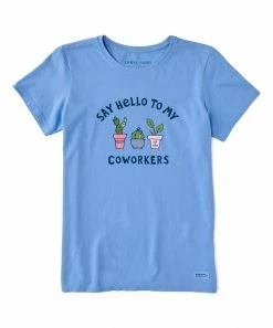 Cheapest 🎉 Life Is Good® Cornflower Blue 'Say Hello' Succulent Crusher-Lite Crewneck Tee - 👩 Women & Plus 👍