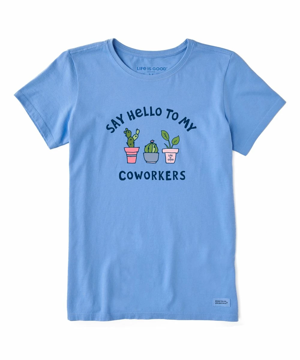 Cheapest 🎉 Life Is Good® Cornflower Blue 'Say Hello' Succulent Crusher-Lite Crewneck Tee - 👩 Women & Plus 👍 1 Cheapest 🎉 Life Is Good® Cornflower Blue 'Say Hello' Succulent Crusher-Lite Crewneck Tee - 👩 Women & Plus 👍