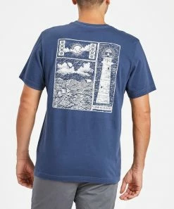 Coupon ⌛ Life Is Good® Darkest Blue 'Life Is Good' Woodblock Sea Crusher Crewneck Tee - Men 😀