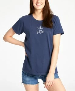 Brand new 🤩 Life Is Good® Darkest Blue 'Life Is Good' Crusher Crewneck Tee - 👩 Women & Plus ⭐ -Life Is Good®-shop zu107096097 alt 2 tm1658247142