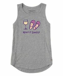 Discount 😀 Life Is Good® Heather Gray 'Keep It Simple' Flip-Flops Crusher Hi-Low Tank - 👩 Women 🎉