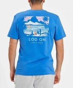 Cheapest 🎁 Life Is Good® Royal Blue 'Log On' Bonfire Crusher-Lite Crewneck Tee - Men & Big 👏
