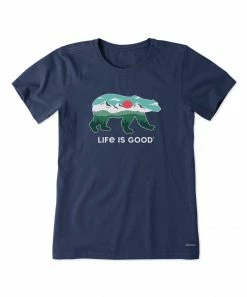 Deals 🤩 Life Is Good® Darkest Blue 'Life Is Good' Polar Bear Crusher Crewneck Tee - 👩 Women & Plus 🔥