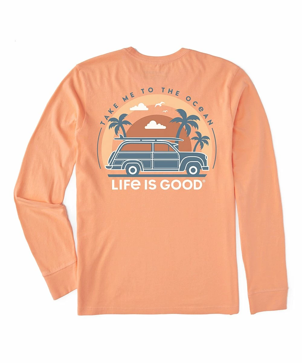 Outlet 😍 Life Is Good® Canyon Orange 'Take Me To The Ocean' Long-Sleeve Tee - Men 🔔 5 Outlet 😍 Life Is Good® Canyon Orange 'Take Me To The Ocean' Long-Sleeve Tee - Men 🔔 - Image 5