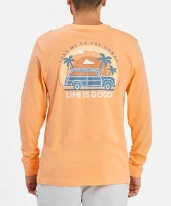 Outlet 😍 Life Is Good® Canyon Orange 'Take Me To The Ocean' Long-Sleeve Tee - Men 🔔
