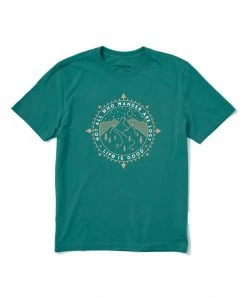 Buy 🛒 Life Is Good® Spruce Green 'Wander' Ski Coin Crusher Crewneck Tee - Men & Big 👏