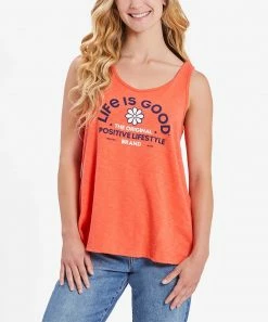 Deals 👏 Life Is Good® Mango Orange Textured 'Life Is Good' Daisy Tank - 👩 Women & Plus ✨