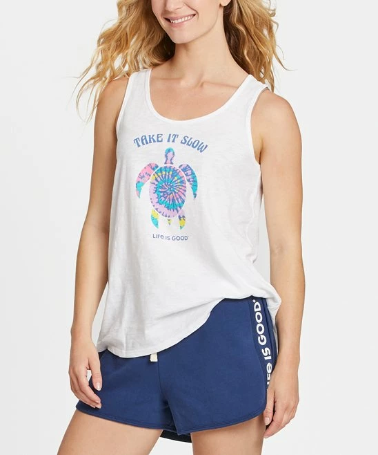 Flash Sale 😀 Life Is Good® Cloud White Textured 'Take It Slow' Tie-Dye Turtle Tank - 👩 Women & Plus ✨ 2 Flash Sale 😀 Life Is Good® Cloud White Textured 'Take It Slow' Tie-Dye Turtle Tank - 👩 Women & Plus ✨ - Image 2