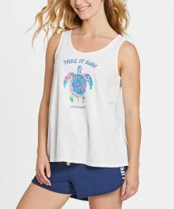 Flash Sale 😀 Life Is Good® Cloud White Textured 'Take It Slow' Tie-Dye Turtle Tank - 👩 Women & Plus ✨