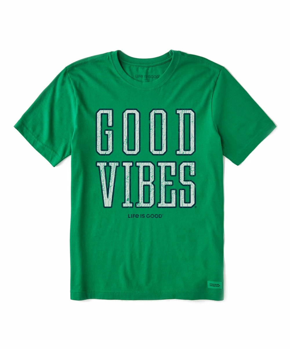 New 😀 Life Is Good® Kelly Green 'Good Vibes' Crusher Crewneck Tee - Men & Big 🤩 1 New 😀 Life Is Good® Kelly Green 'Good Vibes' Crusher Crewneck Tee - Men & Big 🤩