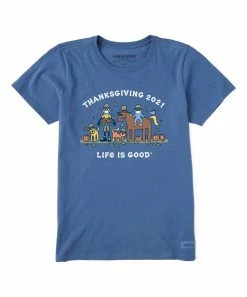 Best Sale 🧨 Life Is Good® Vintage Blue 'Thanksgiving' Crusher Crewneck Tee - Plus ❤️