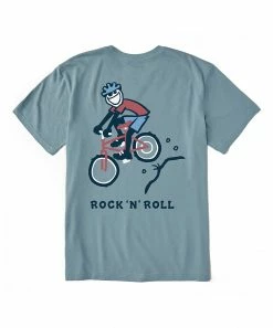 Brand new 🎁 Life Is Good® Smoky Blue 'Rock 'N' Roll' Bike Crusher Crewneck Tee - Big 🔔 -Life Is Good®-shop zu107097076 alt 4 tm1658318634
