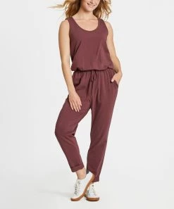 Discount ⌛ Life Is Good® Mahogany Brown Crusher-Flex Sleeveless Jumpsuit - 👩 Women ✔️