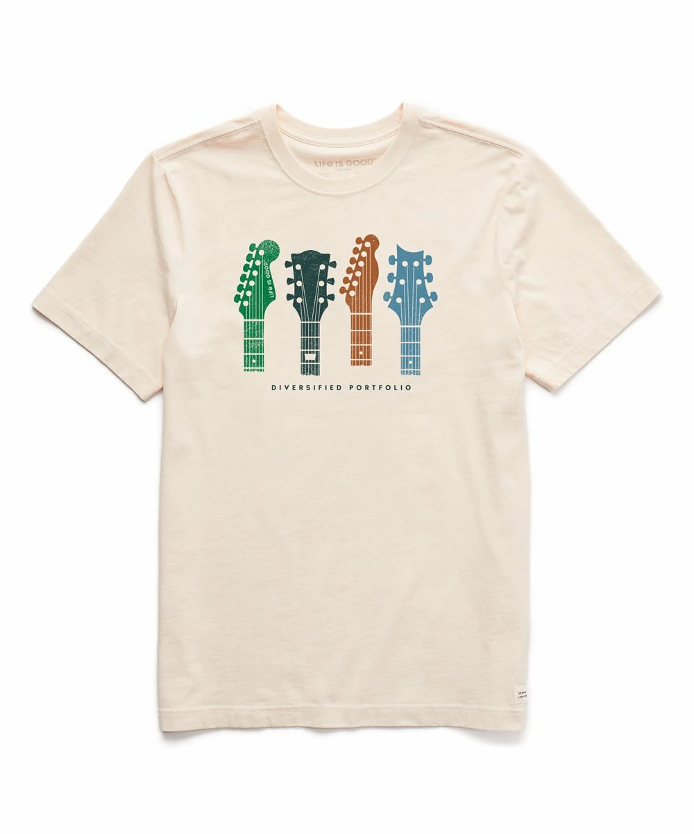 Discount 🤩 Life Is Good® Putty White 'Diversified Portfolio' Guitar Crusher Crewneck Tee - Men 👍 1 Discount 🤩 Life Is Good® Putty White 'Diversified Portfolio' Guitar Crusher Crewneck Tee - Men 👍