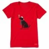 New ⌛ Life Is Good® Positive Red 'Hoppy Holidays' Festive Pup Crusher Crewneck Tee - 👩 Women 😍
