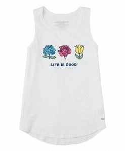Brand new 🌟 Life Is Good® Cloud White 'Life Is Good' Three Blossoms Crusher Hi-Low Tank - 👩 Women & Plus 🔔