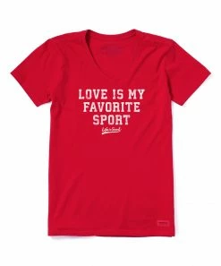 Best deal ✨ Life Is Good® Positive Red 'Love Is My Favorite' Crusher Crewneck Tee - 👩 Women 😀