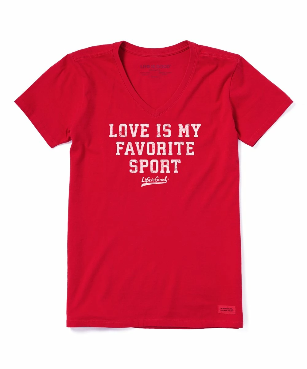 Best deal ✨ Life Is Good® Positive Red 'Love Is My Favorite' Crusher Crewneck Tee - 👩 Women 😀 1 Best deal ✨ Life Is Good® Positive Red 'Love Is My Favorite' Crusher Crewneck Tee - 👩 Women 😀