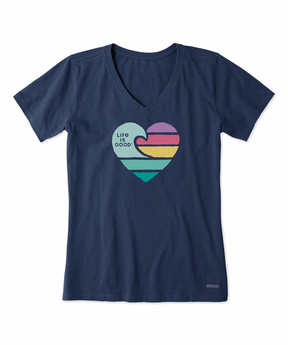Brand new 🛒 Life Is Good® Darkest Blue 'Life Is Good' Wave Heart Crusher Crewneck Tee - 👩 Women 🎁 1 Brand new 🛒 Life Is Good® Darkest Blue 'Life Is Good' Wave Heart Crusher Crewneck Tee - 👩 Women 🎁
