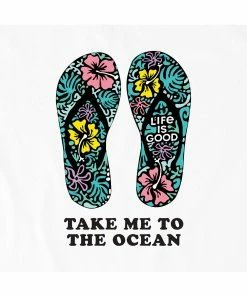 Budget 🌟 Life Is Good® Cloud White 'Take Me To The Ocean' Crusher Crewneck Tee - 👩 Women & Plus ⌛ -Life Is Good®-shop zu107101942 alt 1 tm1658187918