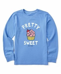 Brand new ❤️ Life Is Good® Cornflower Blue 'Pretty Sweet' Cupcake Long-Sleeve Tee - Kids ✨