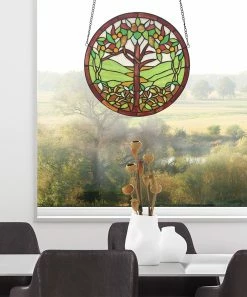 Cheapest 👍 River Of Goods Green Multicolor 14'' Tree Of Life Stained Glass Window Panel ✔️ -Life Is Good®-shop zu107448831 alt 2 tm1658346800