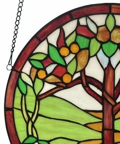 Cheapest 👍 River Of Goods Green Multicolor 14'' Tree Of Life Stained Glass Window Panel ✔️ -Life Is Good®-shop zu107448831 alt 4 tm1658346800
