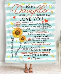 Discount ⌛ Towelette Blue Sunflower Stripe 'To My Daughter' Throw 🔔