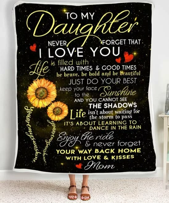 Budget 🔥 Towelette Black Sunflower Stripe 'To My Daughter' Throw 🥰 1 Budget 🔥 Towelette Black Sunflower Stripe 'To My Daughter' Throw 🥰