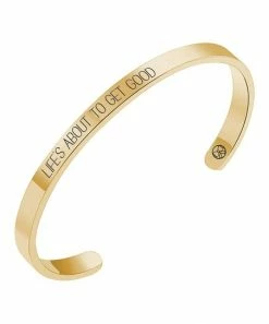 Top 10 🛒 Pink Box 14k Gold-Plated 'Life's About To Get Good' Cuff 😉