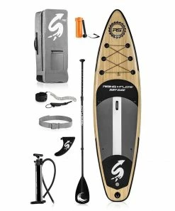 Deals ❤️ Serene Life Black & Wood Rising Flow Inflatable Stand-Up Paddle Board Set 🛒
