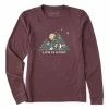 New 😍 Life Is Good® Mahogany Brown Floral Mountain Long-Sleeve Crusher-LITE Tee - 👩 Women 😉