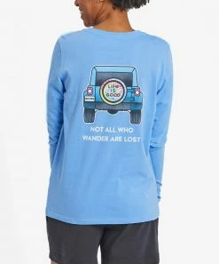 Best Pirce ⌛ Life Is Good® Cornflower Blue 'All Who Wander' Jeep Long-Sleeve Crusher-LITE Tee - Plus 🤩